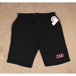 NEFF Sweat Fleece Shorts with Pockets and Drawstring (Size Medium) Black NWT